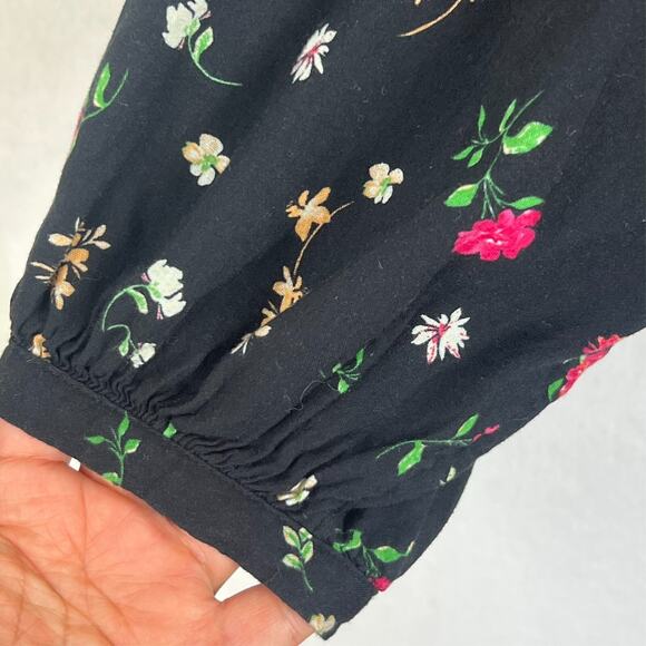 Old Navy Blouse Top Women's Size 2X Black Multicolored Floral Boho Oversized - Picture 3 of 9